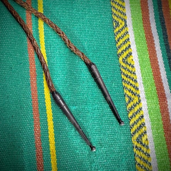 VINTAGE Mexican Sterling & Malachite Bolo Tie - Picture 3 of 7
